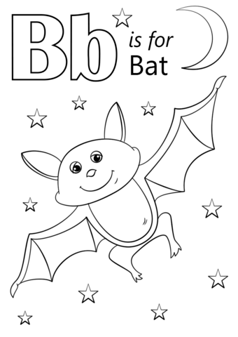 Letter B Is For Bat Coloring Page